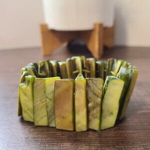 Green & Brown Stone Stretch Bracelet‎ Fashion Jewelry Accessory